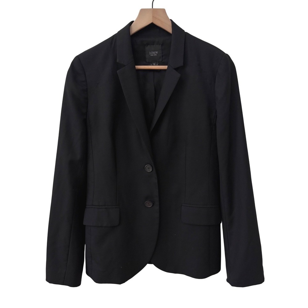 J.Crew Blazer 10 Black Super 120s Wool Two Button Tailored Professional Jacket